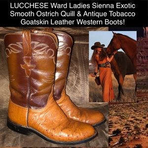 LUCCHESE Ward Ostrich & Goatskin Leather Boots!